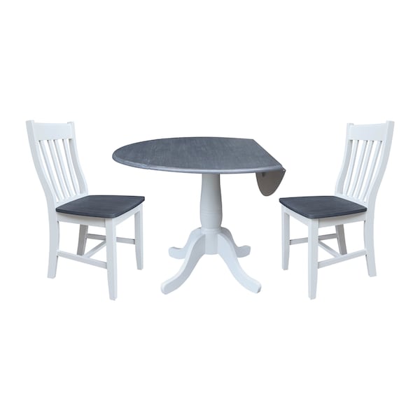 Whitewood Industries Extension Dining Tables, 45 in L, 38 in H, Parawood, 3 Piece Set - K05-42DPT-C61-2
