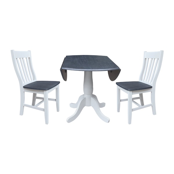 Whitewood Industries Extension Dining Tables, 45 in L, 38 in H, Parawood, 3 Piece Set - K05-42DPT-C61-2