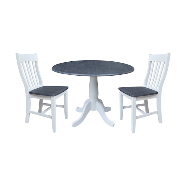 Whitewood Industries Extension Dining Tables, 45 in L, 38 in H, Parawood, 3 Piece Set - K05-42DPT-C61-2