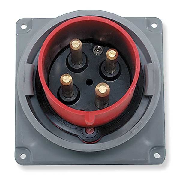 Hubbell IEC Pin and Sleeve Inlet, 20A, 480V, Red - HBL420B7W