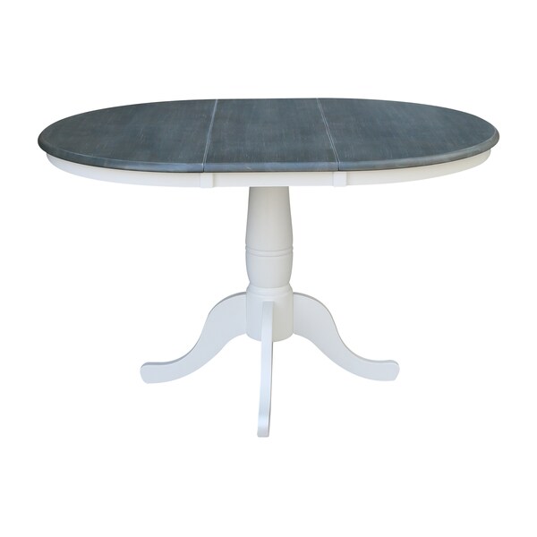 International Concepts Round 36 in Rd Extension Dining Table, 4 X-back Chairs, White/Heather Gray, 36 in W, 48 in L, Wood - K05-36RXT-C613-4