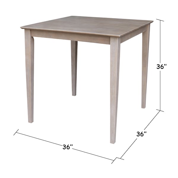 International Concepts Square Solid Wood Top Table, Counter Height, Washed Gray Taupe, 36 in W, 36 in L, 36 in H, Wood - K09-3636-36S