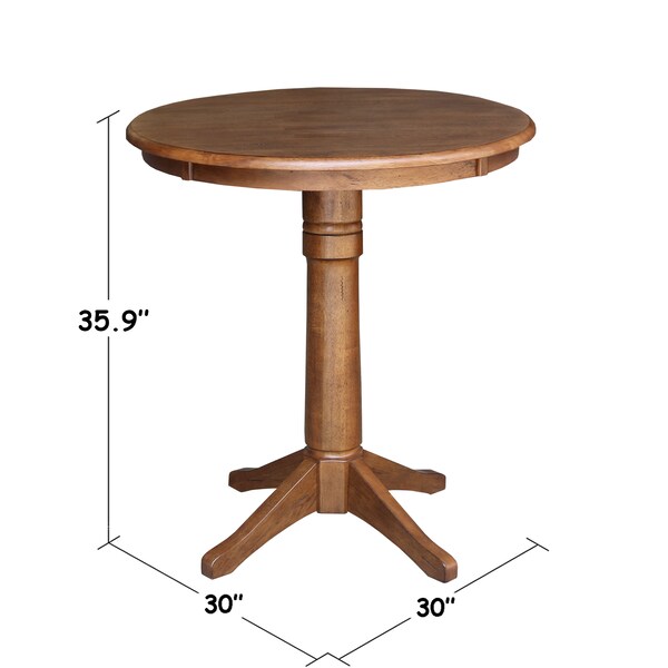 International Concepts Round 30 in Round Top Pedestal Table, 35.9 in Height, Distressed Oak, 30 in W, 30 in L, 35.9 in H - K42-30RT-27B-6B