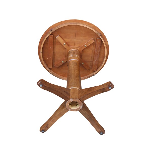 International Concepts Round 30 in Round Top Pedestal Table, 35.9 in Height, Distressed Oak, 30 in W, 30 in L, 35.9 in H - K42-30RT-27B-6B