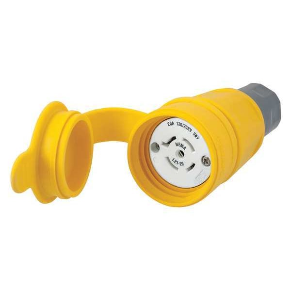 Hubbell 20A Watertight Locking Connector 4P 5W 120/208VAC L21-20R - HBL27W81