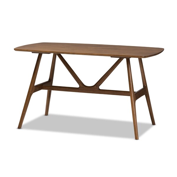 Baxton Studio Wyatt Mid-Century Modern Walnut Wood 5-Piece Dining Set - 142-8020-8021