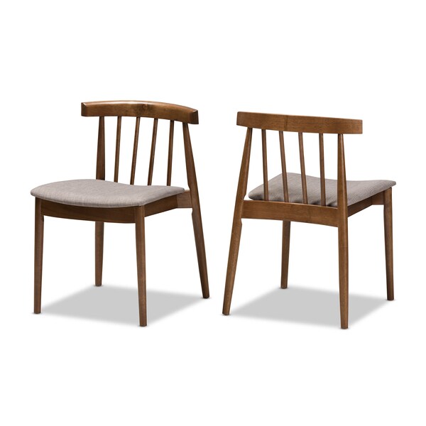 Baxton Studio Wyatt Mid-Century Modern Walnut Wood 5-Piece Dining Set - 142-8020-8021