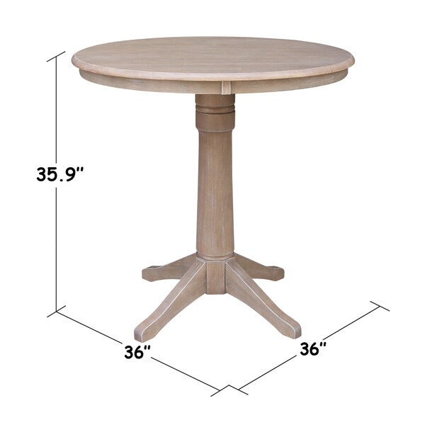 International Concepts Round 36 in Round Top Pedestal Table, 34.9 inH, Washed Gray Taupe, 36 in W, 36 in L, 35.9 in H - K09-36RT-27B-6B