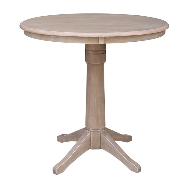 International Concepts Round 36 in Round Top Pedestal Table, 34.9 inH, Washed Gray Taupe, 36 in W, 36 in L, 35.9 in H - K09-36RT-27B-6B
