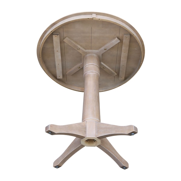 International Concepts Round 36 in Round Top Pedestal Table, 34.9 inH, Washed Gray Taupe, 36 in W, 36 in L, 35.9 in H - K09-36RT-27B-6B