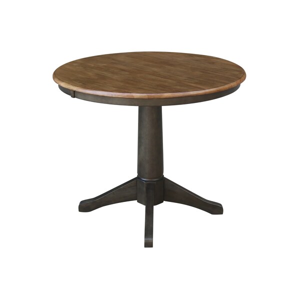 International Concepts Round 36 in Round Top Pedestal Table, 28.9 inH, Hickory/Washed Coal, 36 in W, 36 in L, 29.9 in H - K45-36RT-27B