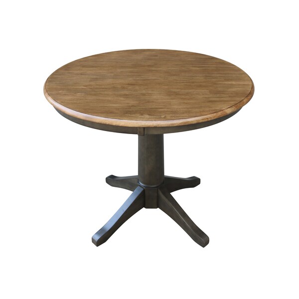 International Concepts Round 36 in Round Top Pedestal Table, 28.9 inH, Hickory/Washed Coal, 36 in W, 36 in L, 29.9 in H - K45-36RT-27B