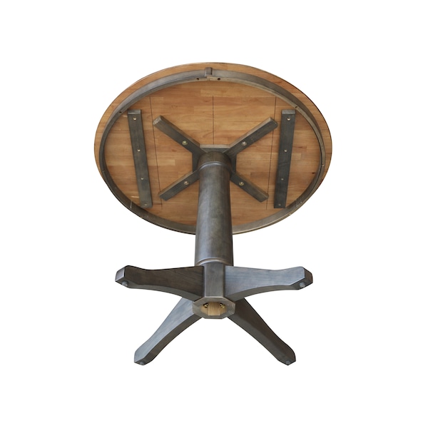 International Concepts Round 36 in Round Top Pedestal Table, 28.9 inH, Hickory/Washed Coal, 36 in W, 36 in L, 29.9 in H - K45-36RT-27B