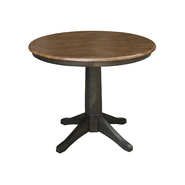 International Concepts Round 36 in Round Top Pedestal Table, 28.9 inH, Hickory/Washed Coal, 36 in W, 36 in L, 29.9 in H - K45-36RT-27B