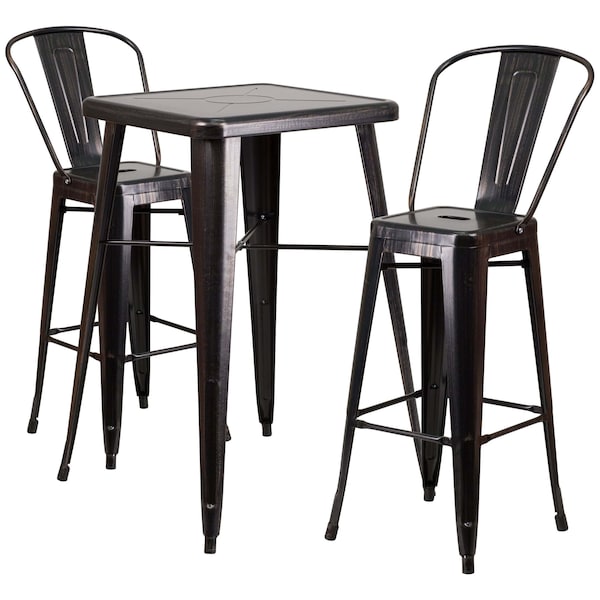 Flash Furniture Antique Metal Bar Set, 23.75SQ - CH-31330B-2-30GB-BQ-GG
