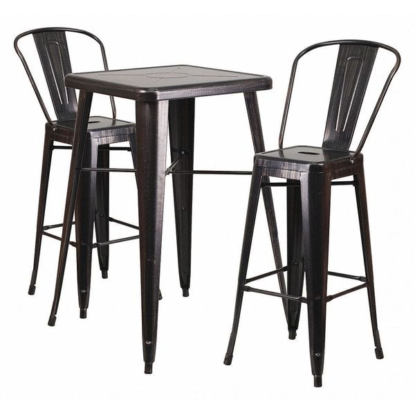 Flash Furniture Antique Metal Bar Set, 23.75SQ - CH-31330B-2-30GB-BQ-GG