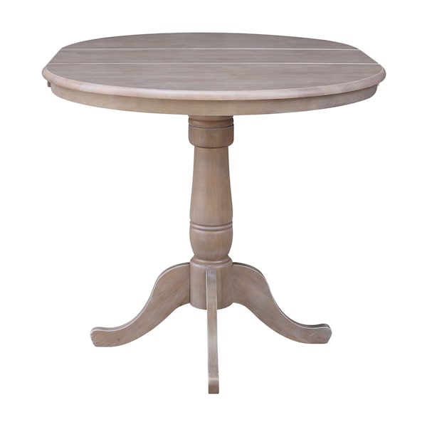 International Concepts Round 36 in Rd Top Pedestal Table, 12 in Leaf, 34.9 inH, Adjust Ht, Washed Gray Taupe, 36 in W, 48 in L - K09-36RXT-6B