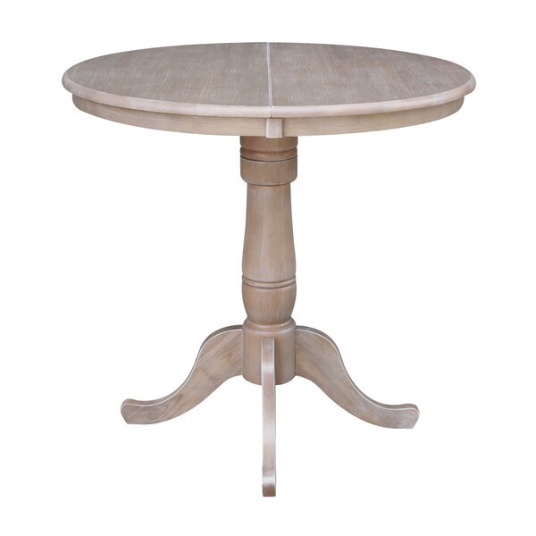 International Concepts Round 36 in Rd Top Pedestal Table, 12 in Leaf, 34.9 inH, Adjust Ht, Washed Gray Taupe, 36 in W, 48 in L - K09-36RXT-6B