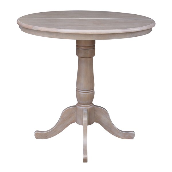 International Concepts Round 36 in Rd Top Pedestal Table, 12 in Leaf, 34.9 inH, Adjust Ht, Washed Gray Taupe, 36 in W, 48 in L - K09-36RXT-6B