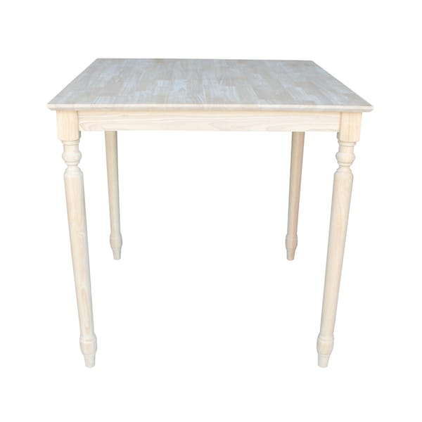 International Concepts Square Solid Wood Top Table, Turned Legs, Unfinished, 36 in W, 36 in L, 36 in H, Wood, Unfinished - K-3636-336T
