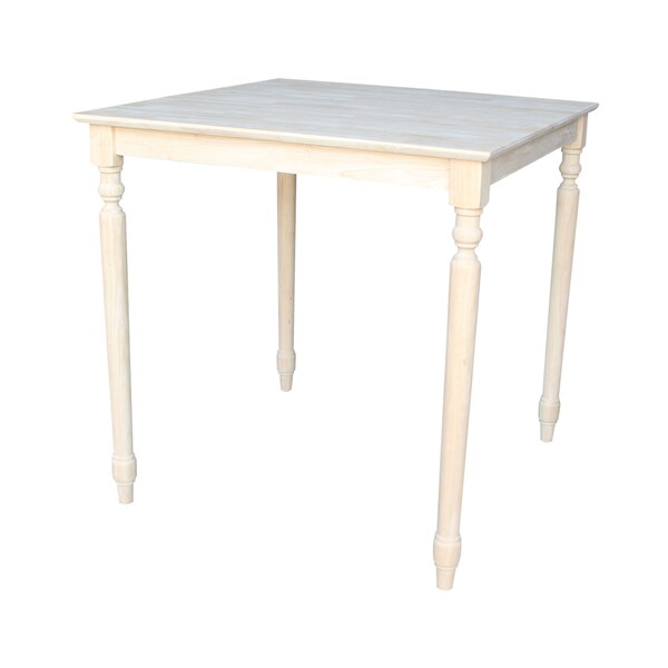 International Concepts Square Solid Wood Top Table, Turned Legs, Unfinished, 36 in W, 36 in L, 36 in H, Wood, Unfinished - K-3636-336T