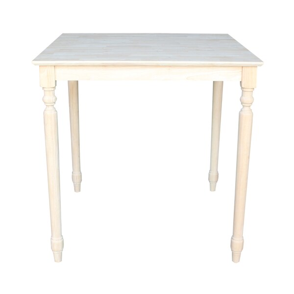 International Concepts Square Solid Wood Top Table, Turned Legs, Unfinished, 36 in W, 36 in L, 36 in H, Wood, Unfinished - K-3636-336T