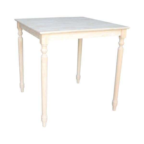 International Concepts Square Solid Wood Top Table, Turned Legs, Unfinished, 36 in W, 36 in L, 36 in H, Wood, Unfinished - K-3636-336T