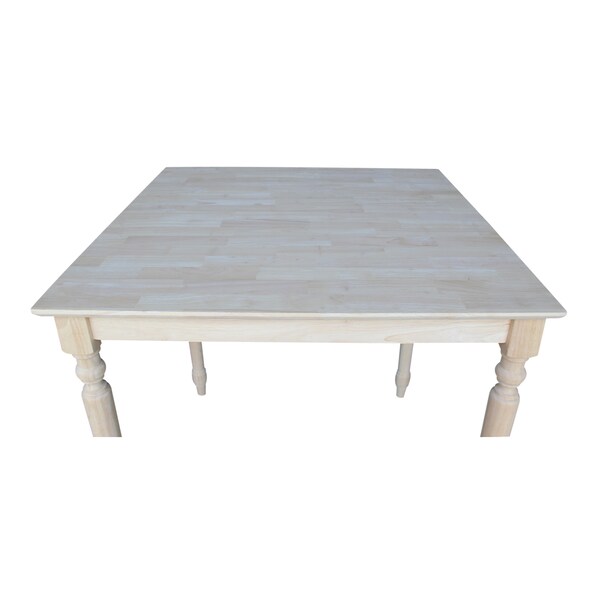 International Concepts Square Solid Wood Top Table, Turned Legs, Unfinished, 36 in W, 36 in L, 36 in H, Wood, Unfinished - K-3636-336T