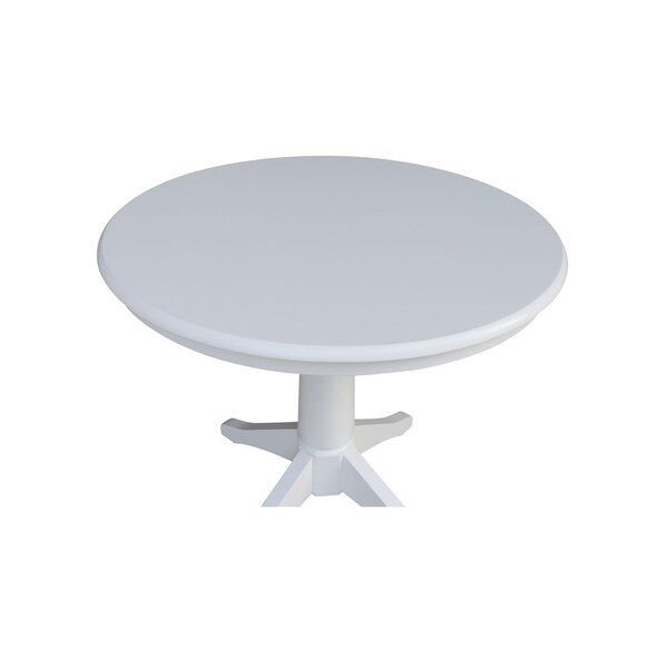 International Concepts Round 36 in Round Top Pedestal Table, 28.9 inH, White, 36 in W, 36 in L, 29.9 in H, Wood, White - K08-36RT-27B