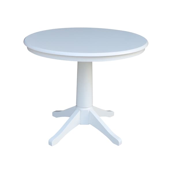 International Concepts Round 36 in Round Top Pedestal Table, 28.9 inH, White, 36 in W, 36 in L, 29.9 in H, Wood, White - K08-36RT-27B