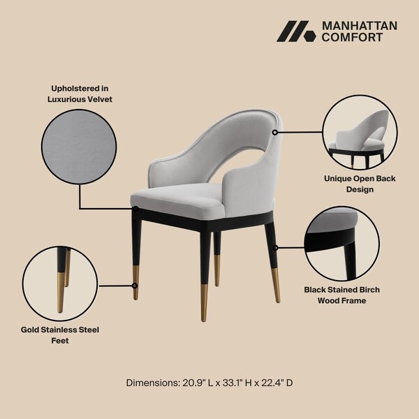 Manhattan Comfort 5-Piece Rockaway 70.86 Dining Set with 4 Carrington Chairs in Black and Light Grey - 4-DT02DC089AR-BKLG