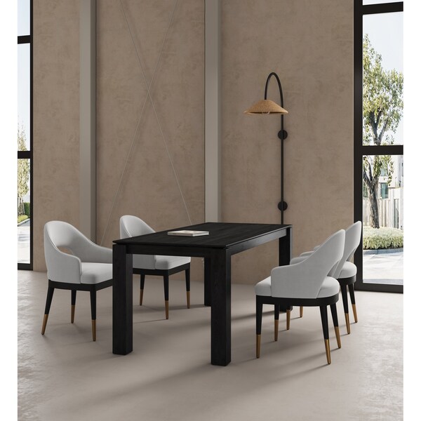 Manhattan Comfort 5-Piece Rockaway 70.86 Dining Set with 4 Carrington Chairs in Black and Light Grey - 4-DT02DC089AR-BKLG