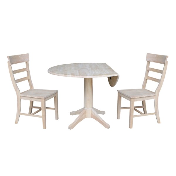 International Concepts Round 42 in Rd Top Pedestal Table, 2 Chairs, Unfinished, Ready to Finish, 42 in W, 42 in L, Wood - K-42DPT-27-C36-2