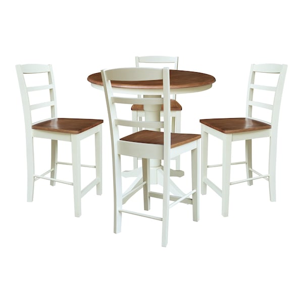 Whitewood Industries Rectangular Extension Dining Table W/ 4 Counter Height Stools, 36 in W, 30.1 in L, 48 in H, 5 - K79-36RXT-27-S402-4