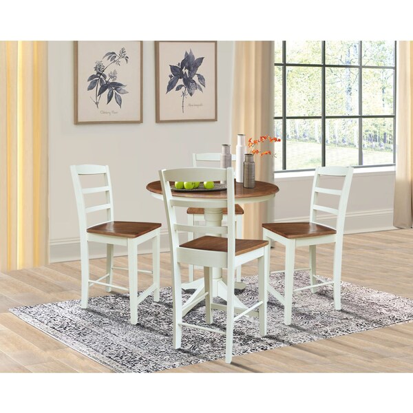 Whitewood Industries Rectangular Extension Dining Table W/ 4 Counter Height Stools, 36 in W, 30.1 in L, 48 in H, 5 - K79-36RXT-27-S402-4