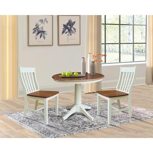 Whitewood Industries Rectangular Extension Dining Table W/ 2 Chairs, 36 in W, 30.1 in L, 48 in H, Parawood, 3 - K79-36RXT-27B-C61-2