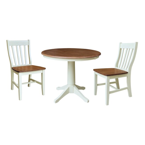 Whitewood Industries Rectangular Extension Dining Table W/ 2 Chairs, 36 in W, 30.1 in L, 48 in H, Parawood, 3 - K79-36RXT-27B-C61-2