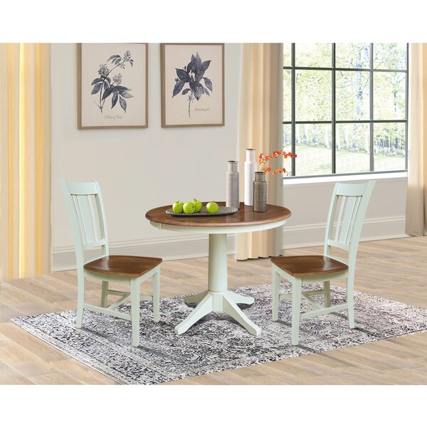 Whitewood Industries Rectangular Extension Dining Table W/ 2 Chairs, 36 in W, 30.1 in L, 48 in H, Parawood, 3 - K79-36RXT-27B-C10-2