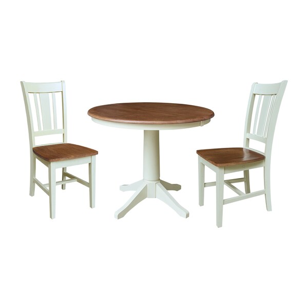 Whitewood Industries Rectangular Extension Dining Table W/ 2 Chairs, 36 in W, 30.1 in L, 48 in H, Parawood, 3 - K79-36RXT-27B-C10-2