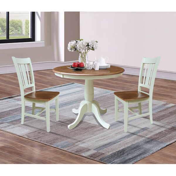 Whitewood Industries Rectangular Extension Dining Table W/ 2 Chairs, 36 in W, 29.3 in L, 48 in H, Parawood, 3 - K79-36RXT-C10-2