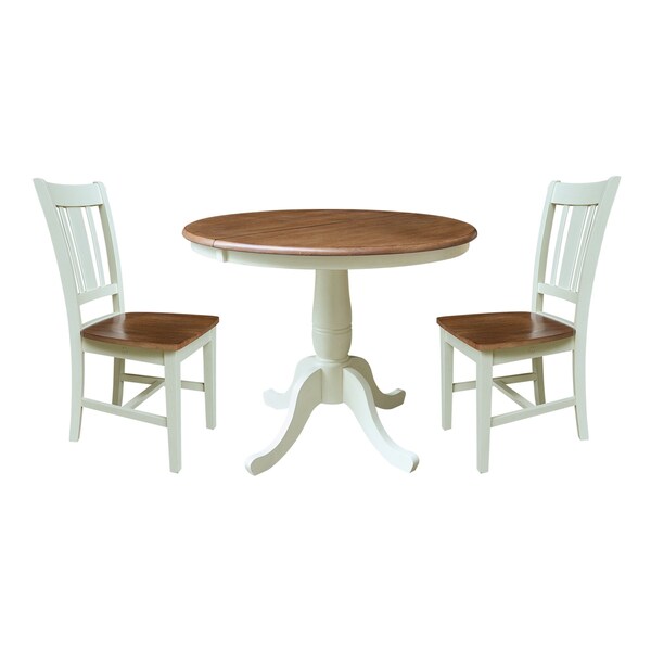 Whitewood Industries Rectangular Extension Dining Table W/ 2 Chairs, 36 in W, 29.3 in L, 48 in H, Parawood, 3 - K79-36RXT-C10-2