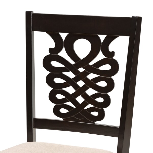 Baxton Studio Gervais Modern and Contemporary Sand Fabric and Dark Brown Finished Wood 5-Piece Dining Set - 176-11382-8026-ZORO