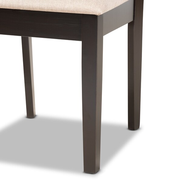 Baxton Studio Gervais Modern and Contemporary Sand Fabric and Dark Brown Finished Wood 5-Piece Dining Set - 176-11382-8026-ZORO