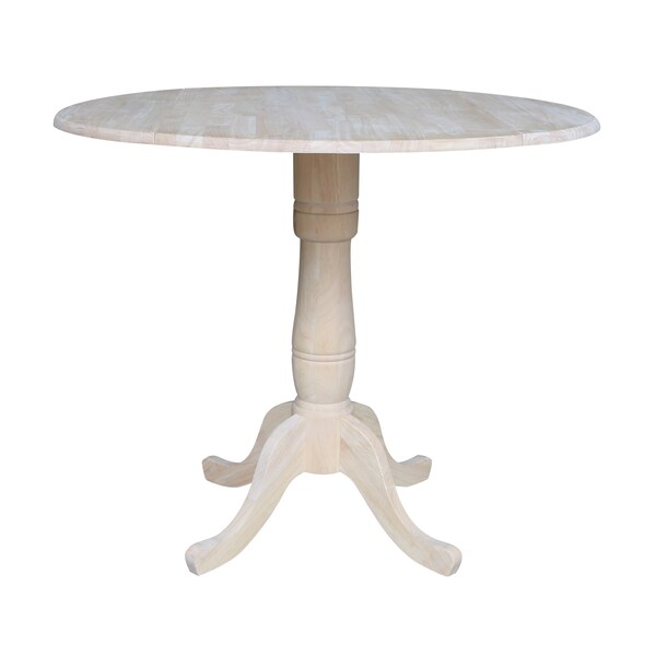 International Concepts Round 42 in Rd Dual Drop Leaf Pedestal Table, 35.5 inH, Unfinished, Ready to Finish, 42 in W, 42 in L - K-42DPT-6B