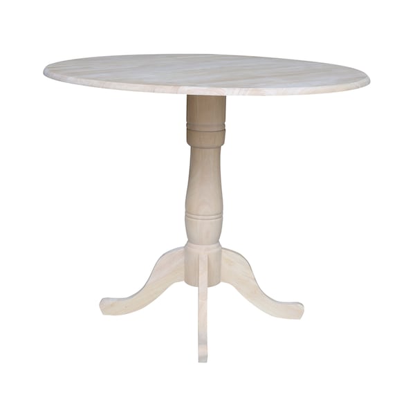 International Concepts Round 42 in Rd Dual Drop Leaf Pedestal Table, 35.5 inH, Unfinished, Ready to Finish, 42 in W, 42 in L - K-42DPT-6B