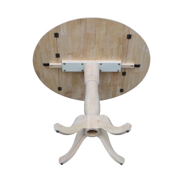 International Concepts Round 42 in Rd Dual Drop Leaf Pedestal Table, 35.5 inH, Unfinished, Ready to Finish, 42 in W, 42 in L - K-42DPT-6B