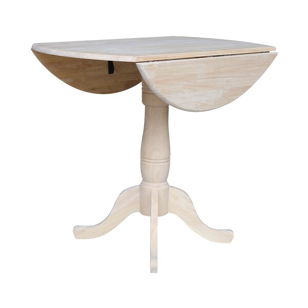 International Concepts Round 42 in Rd Dual Drop Leaf Pedestal Table, 35.5 inH, Unfinished, Ready to Finish, 42 in W, 42 in L - K-42DPT-6B
