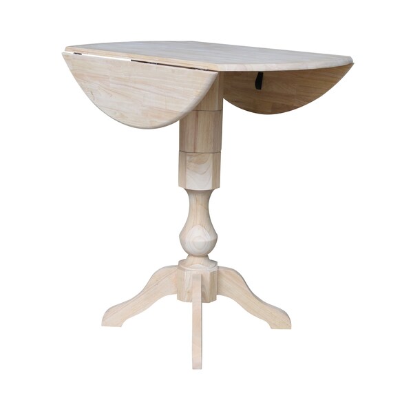 International Concepts Round 42 in Rd Dual Drop Leaf Pedestal Table, 42.3 inH, Unfinished, Ready to Finish, 42 in W, 42 in L - K-42DPT-11P-2