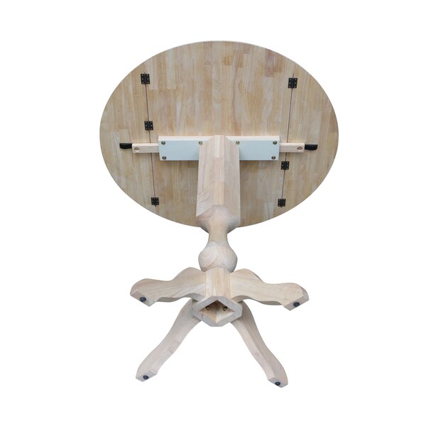 International Concepts Round 42 in Rd Dual Drop Leaf Pedestal Table, 42.3 inH, Unfinished, Ready to Finish, 42 in W, 42 in L - K-42DPT-11P-2