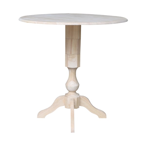 International Concepts Round 42 in Rd Dual Drop Leaf Pedestal Table, 42.3 inH, Unfinished, Ready to Finish, 42 in W, 42 in L - K-42DPT-11P-2